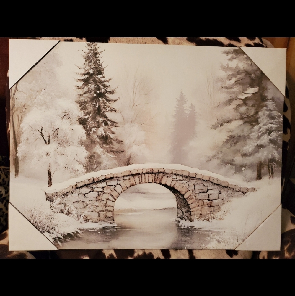 NWT 2025 DOLLAR GENERAL CHRISTMAS/WINTER BRIDGE CANVAS.  24"×18"